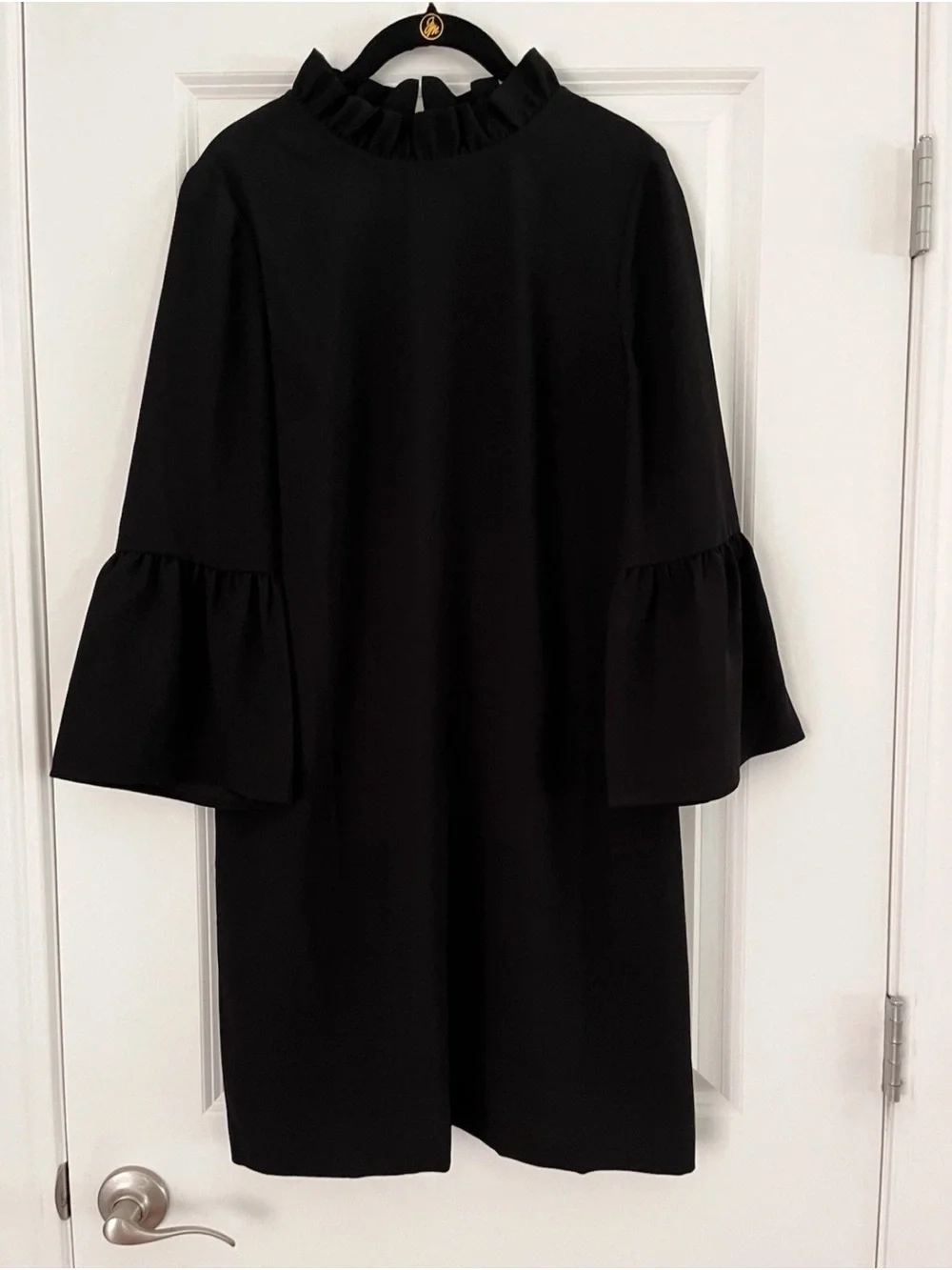 NWT JCrew Ruffle Bell Sleeve Shift Dress NWT Size 6 Black Career